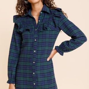Francesca's - Amanda Ruffled Plaid Mini Dress - Plaid - LARGE - NWT